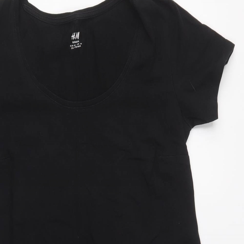 H&M Womens Black  Cotton Tunic T-Shirt Size M Crew Neck - Maternity