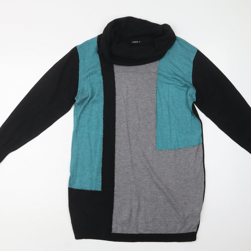 Roman Womens Black Roll Neck Geometric Acrylic Pullover Jumper Size 14