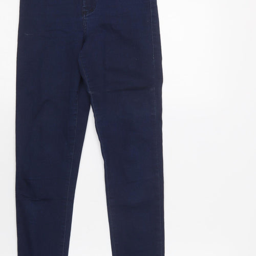 Topshop Womens Blue  Cotton Skinny Jeans Size 26 L32 in Regular Button