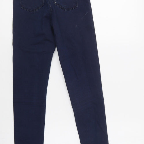 Topshop Womens Blue  Cotton Skinny Jeans Size 26 L32 in Regular Button