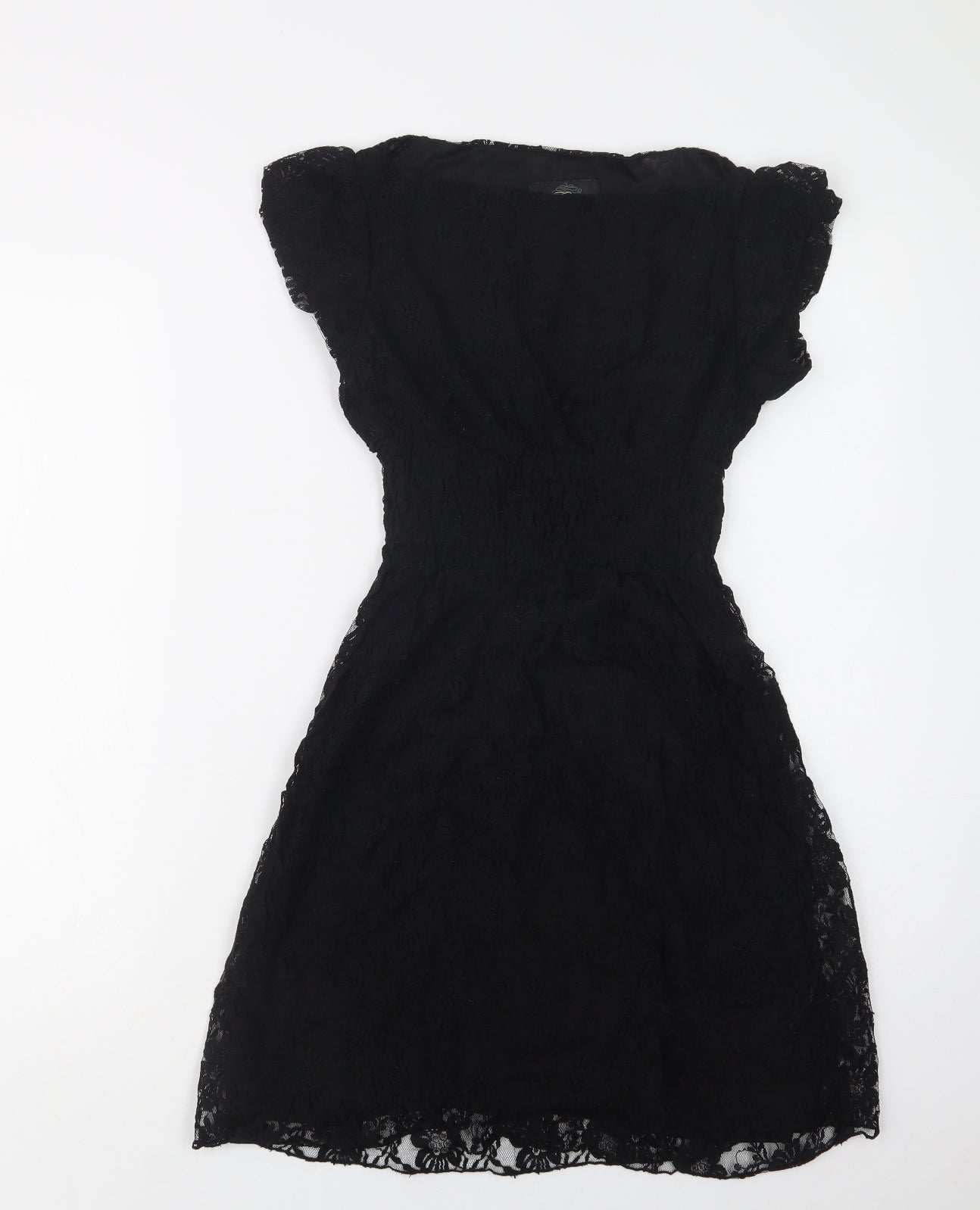 Madame Rage Womens Black  Polyester Fit & Flare  Size 10  Boat Neck  - Lace Overlay