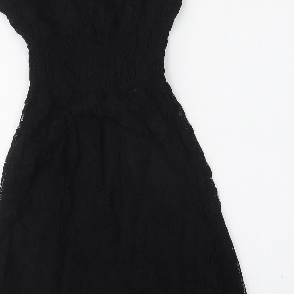 Madame Rage Womens Black  Polyester Fit & Flare  Size 10  Boat Neck  - Lace Overlay