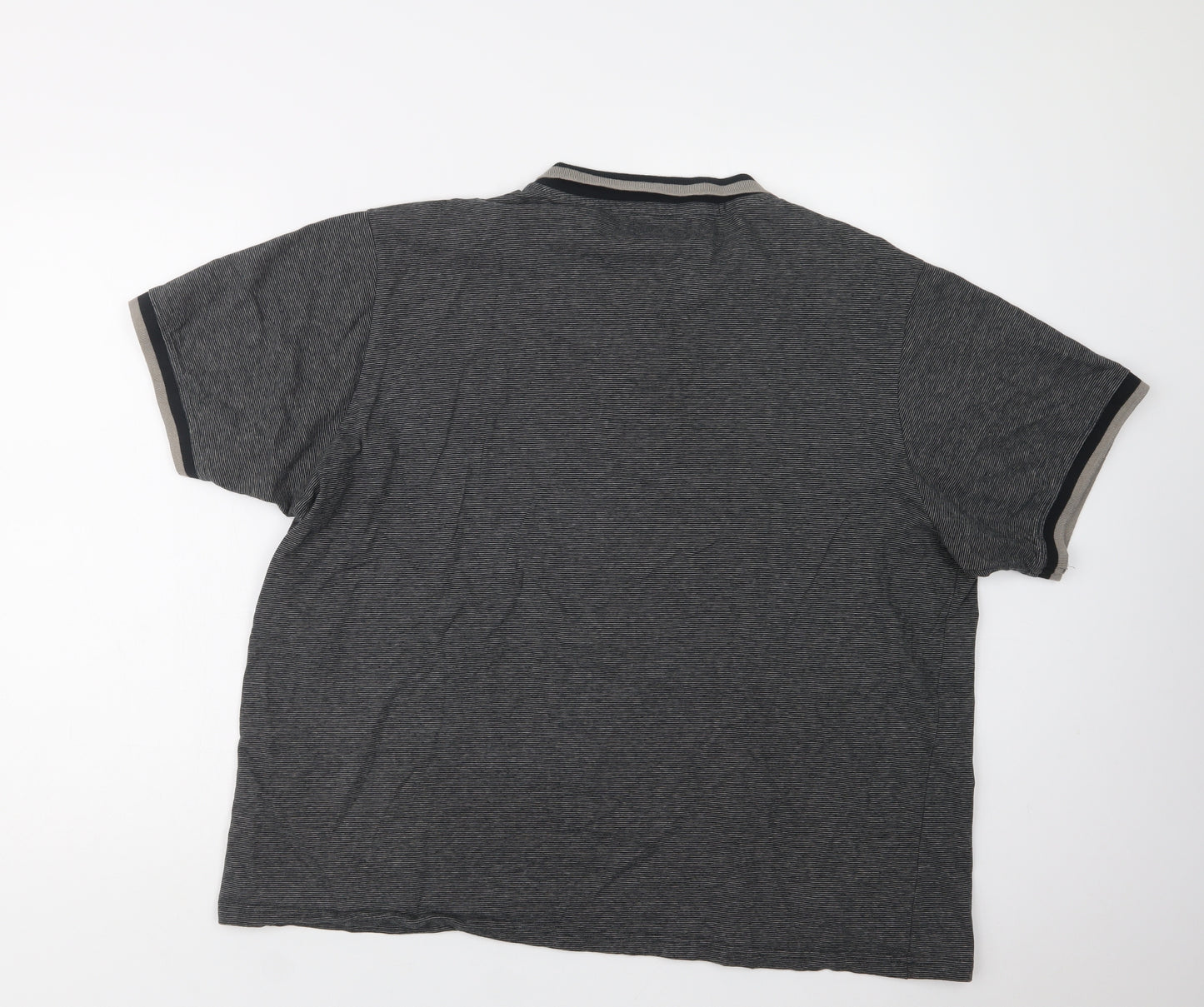 Fabric8  Mens Black Striped Cotton  Polo Size 2XL Collared Button