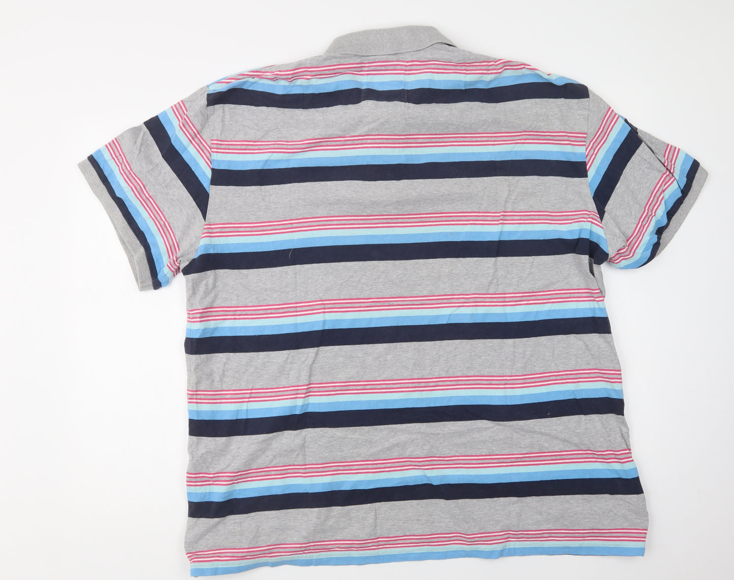 NEXT Mens Multicoloured Striped Cotton  Polo Size 2XL Collared Button