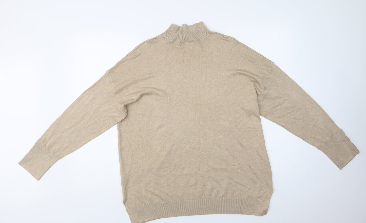 F&F Womens Beige Mock Neck  Viscose Pullover Jumper Size 18