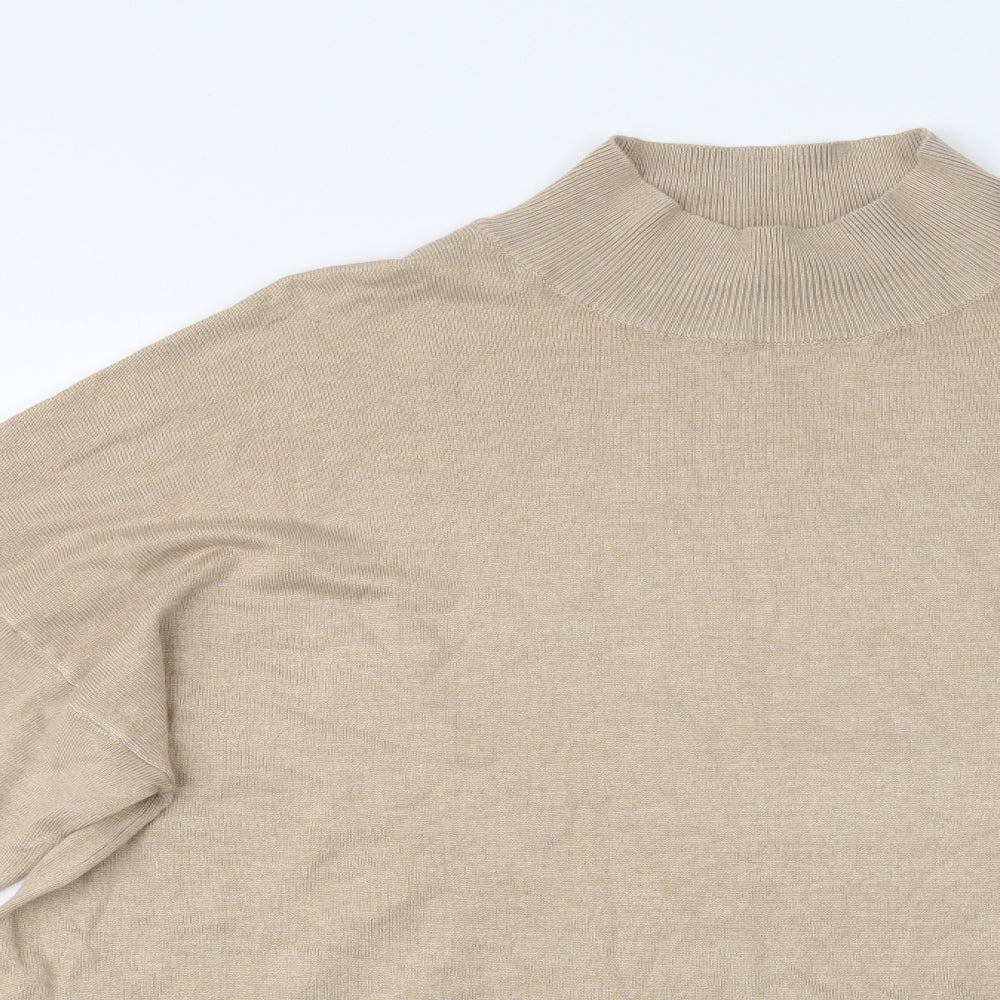 F&F Womens Beige Mock Neck  Viscose Pullover Jumper Size 18