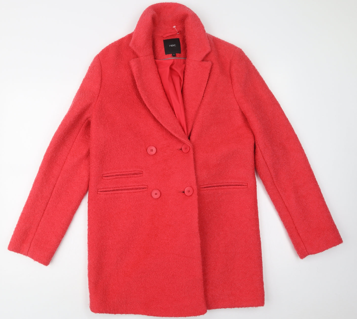 NEXT Womens Pink   Pea Coat Coat Size 8  Button