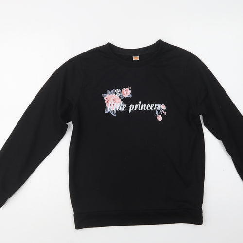 SheIn Girls Black  Cotton Pullover Sweatshirt Size 14-15 Years