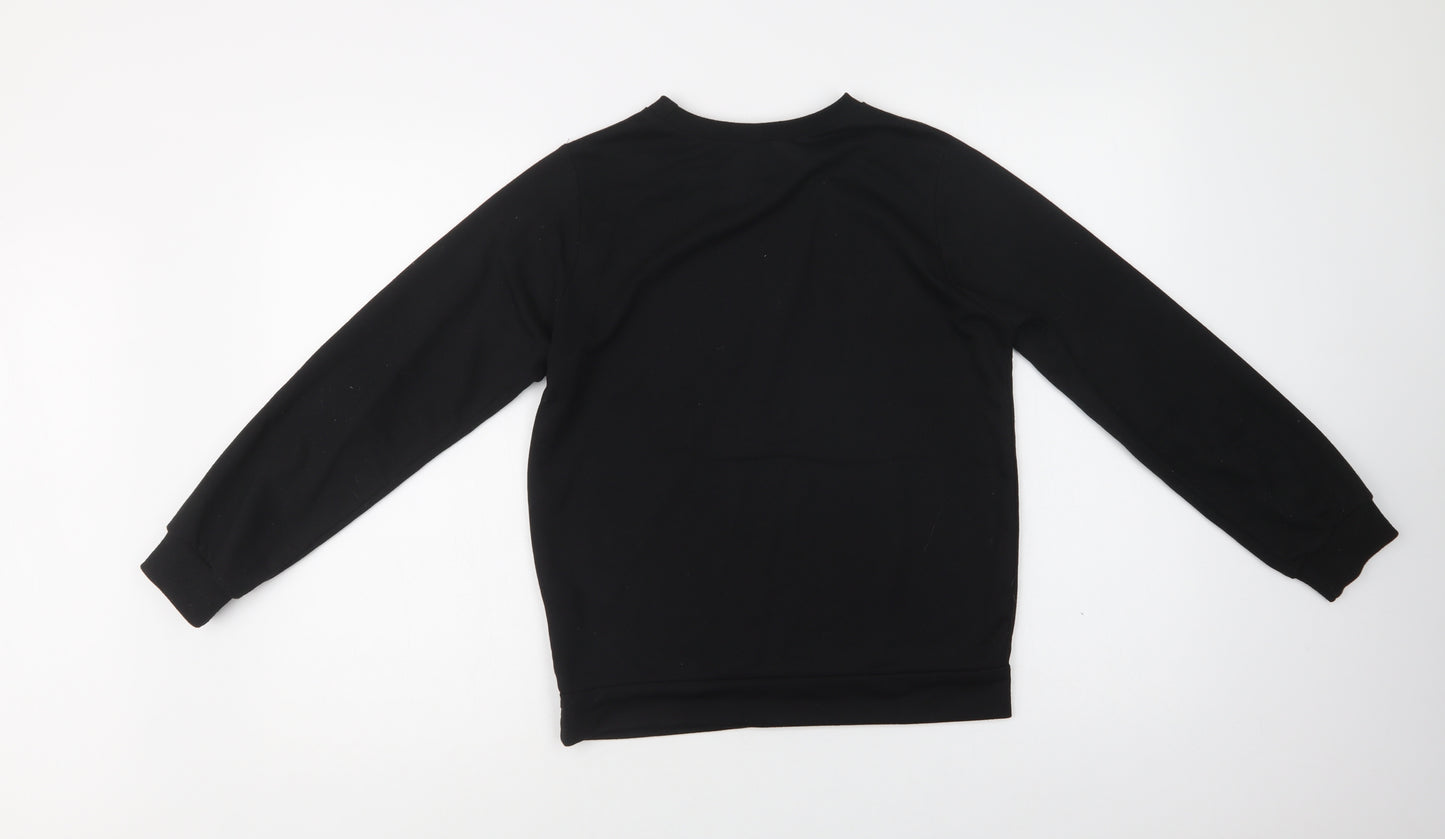 SheIn Girls Black  Cotton Pullover Sweatshirt Size 14-15 Years