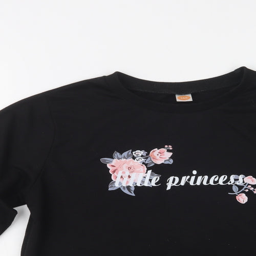 SheIn Girls Black  Cotton Pullover Sweatshirt Size 14-15 Years