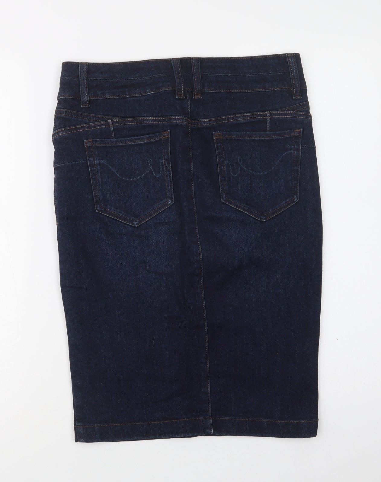 NEXT Womens Blue  Cotton Straight & Pencil Skirt Size 10   Button