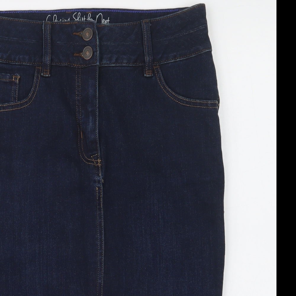 NEXT Womens Blue  Cotton Straight & Pencil Skirt Size 10   Button