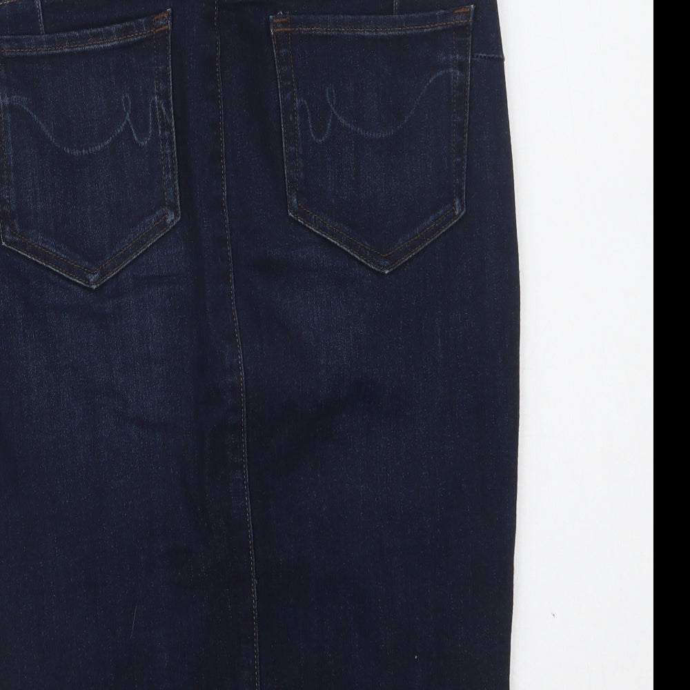 NEXT Womens Blue  Cotton Straight & Pencil Skirt Size 10   Button