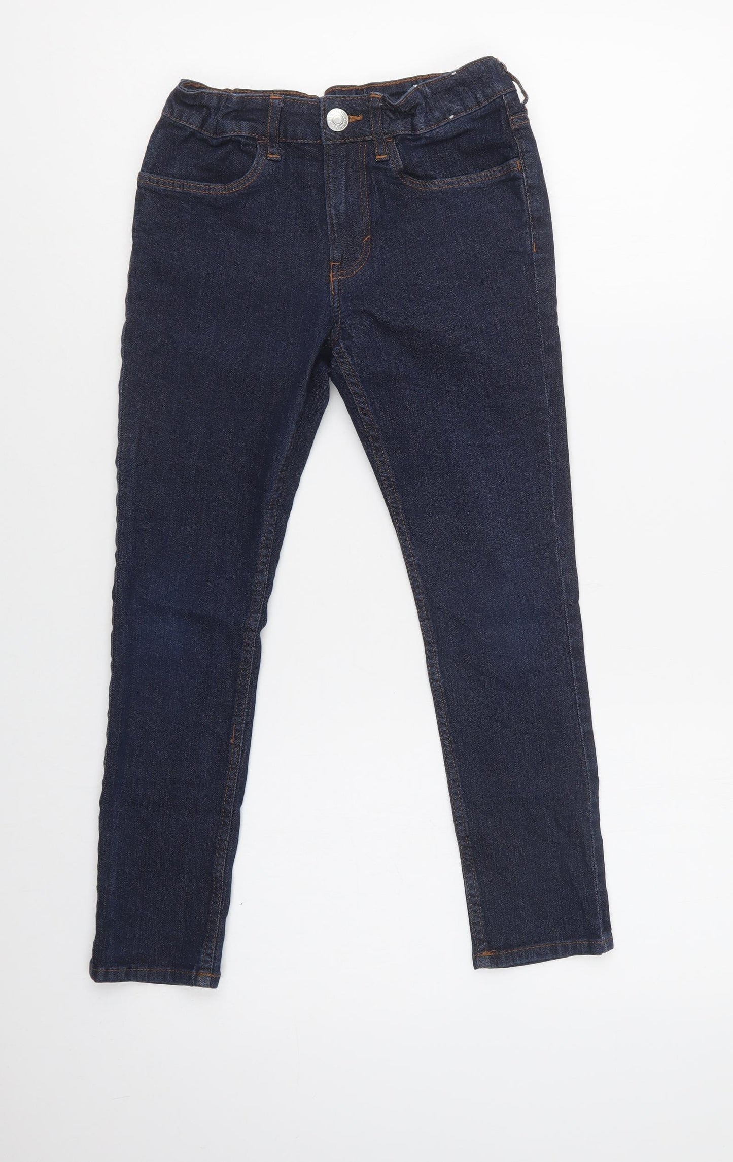 H&M Girls Blue  Cotton Skinny Jeans Size 9-10 Years  Regular Button