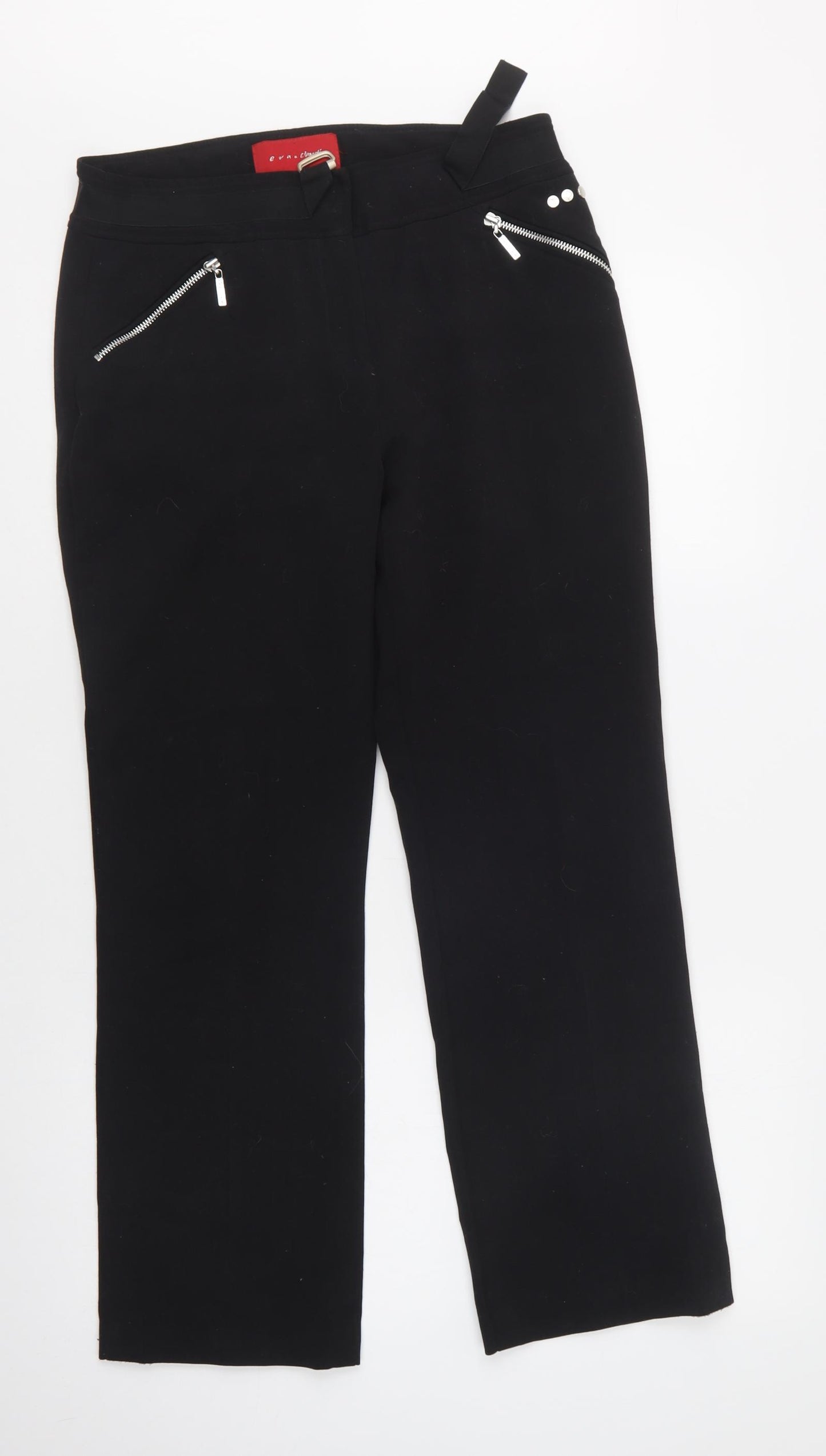 Eva & Claudi Womens Black  Polyester Dress Pants Trousers Size 30 L29 in Regular Hook & Loop