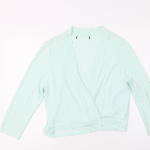 M&S Womens Green V-Neck  Viscose Cardigan Jumper Size 14