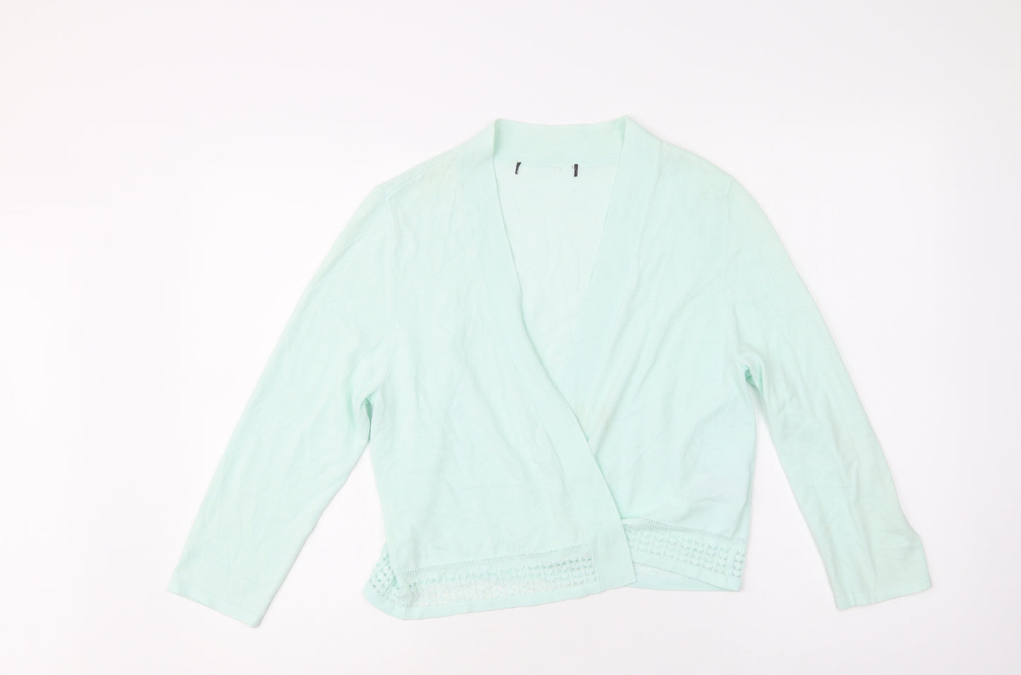 M&S Womens Green V-Neck  Viscose Cardigan Jumper Size 14