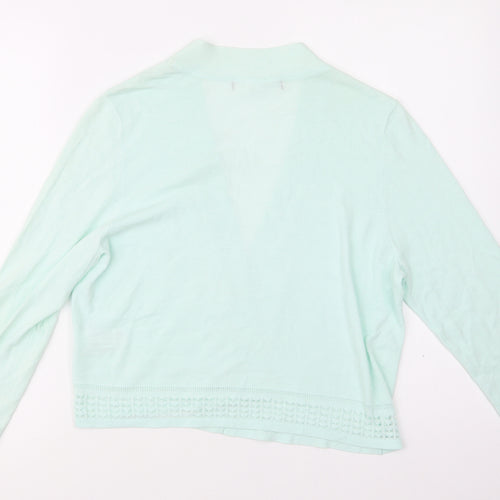 M&S Womens Green V-Neck  Viscose Cardigan Jumper Size 14