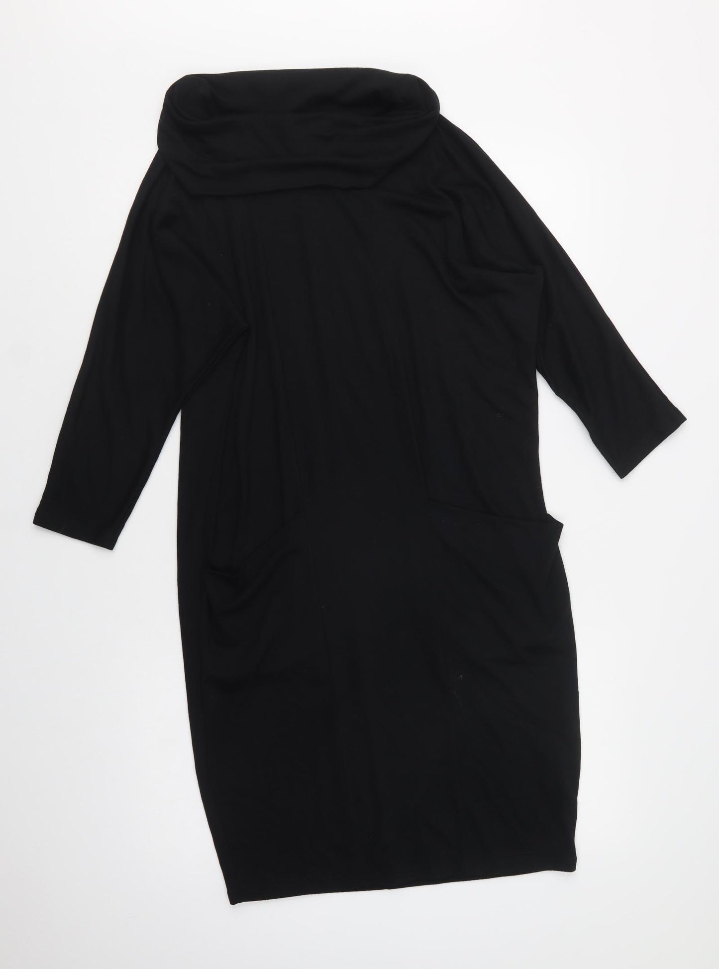 M&S Womens Black  Polyester Jumper Dress  Size 12  Roll Neck