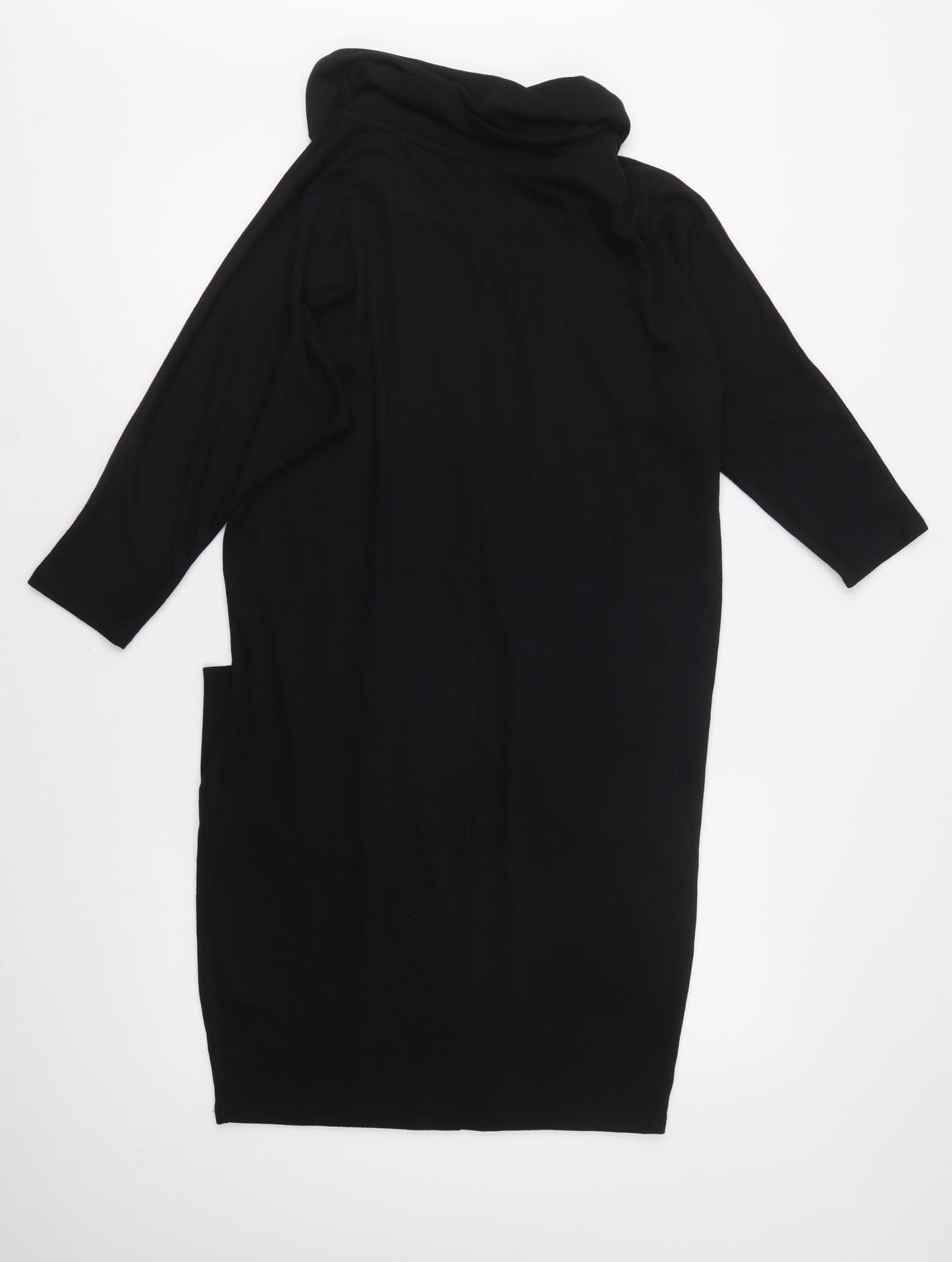 M&S Womens Black  Polyester Jumper Dress  Size 12  Roll Neck