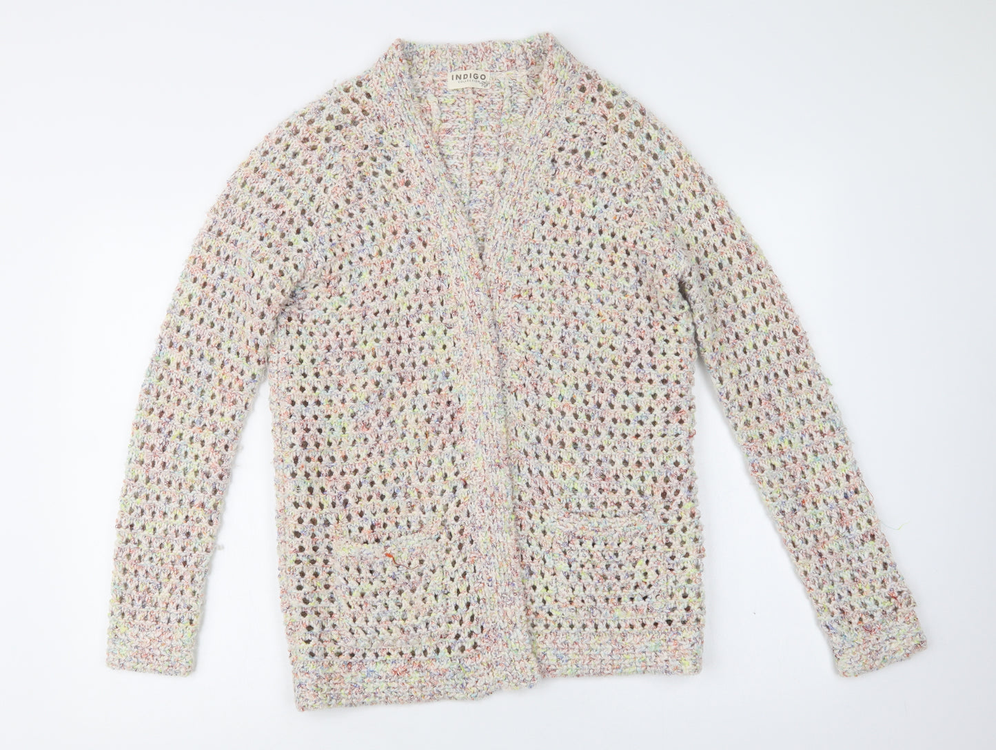 M&S Womens Multicoloured V-Neck  Polyester Cardigan Jumper Size 10