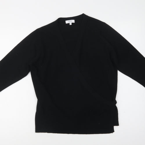 Debenhams Womens Black V-Neck  Acrylic Wrap Jumper Size 16