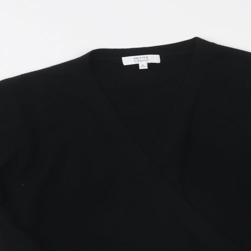 Debenhams Womens Black V-Neck  Acrylic Wrap Jumper Size 16