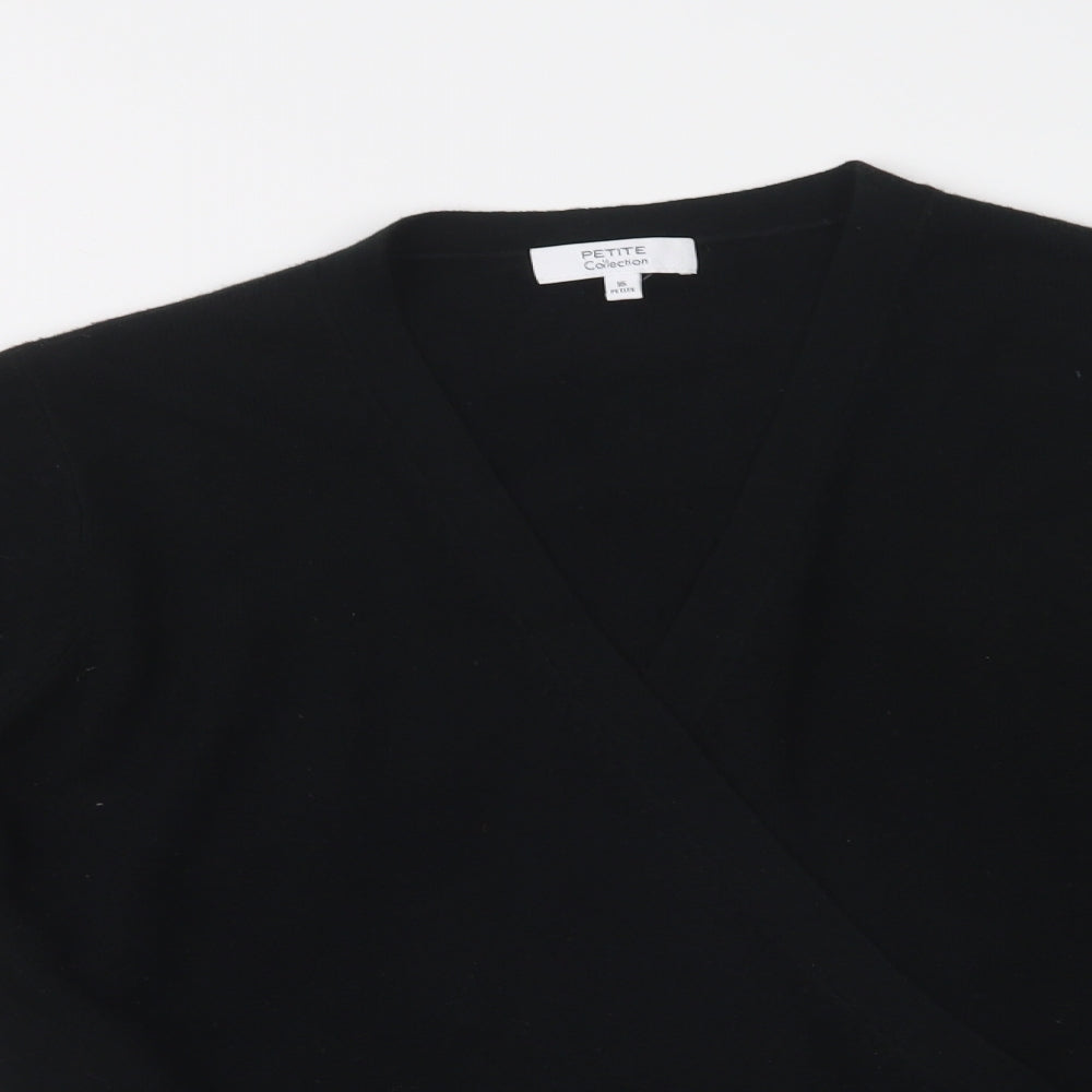 Debenhams Womens Black V-Neck  Acrylic Wrap Jumper Size 16