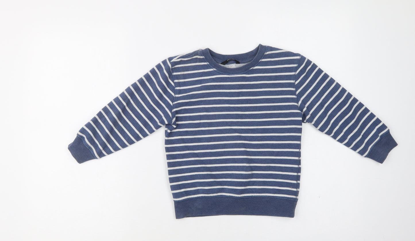 George Boys Blue Striped Cotton Pullover Sweatshirt Size 4-5 Years