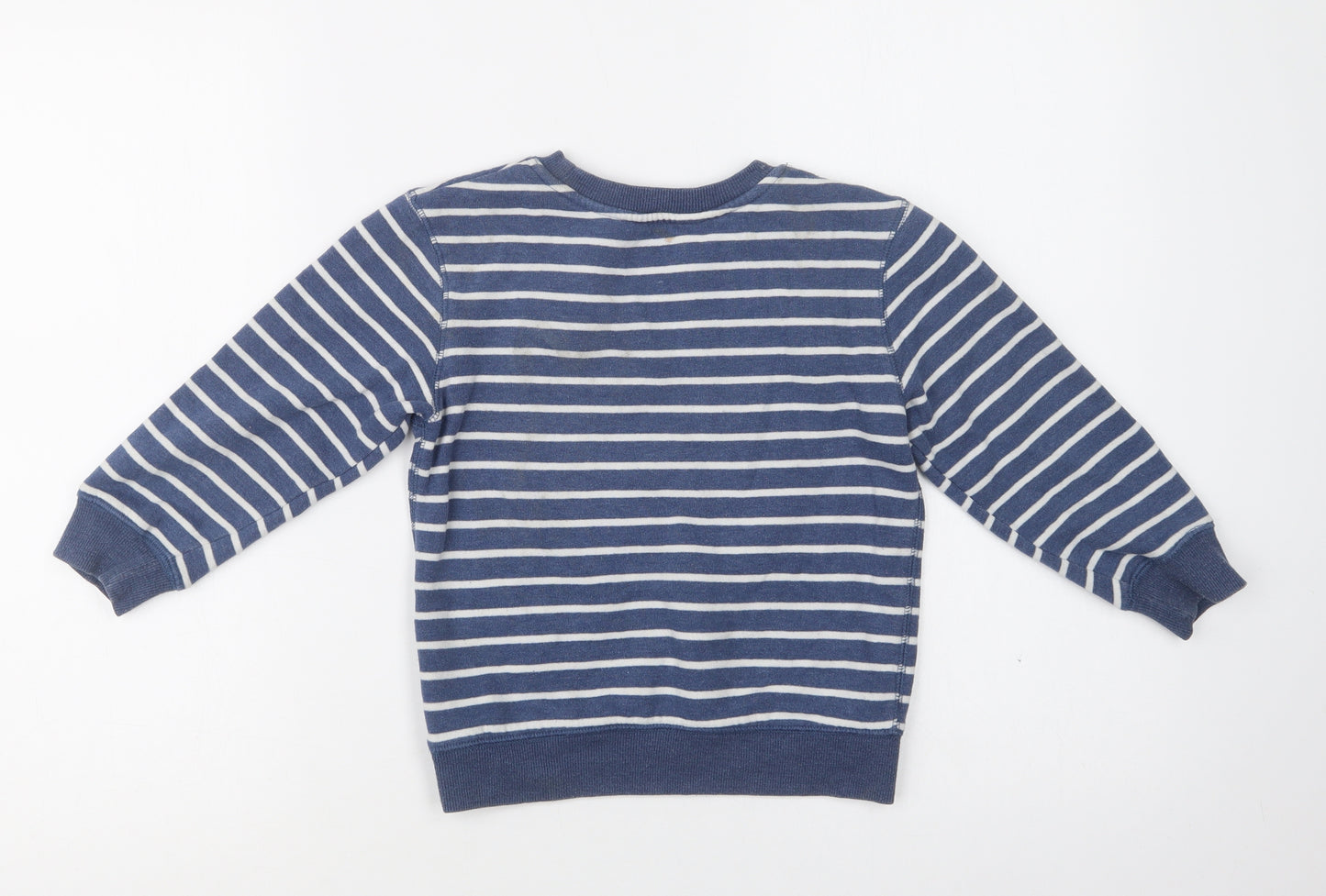 George Boys Blue Striped Cotton Pullover Sweatshirt Size 4-5 Years