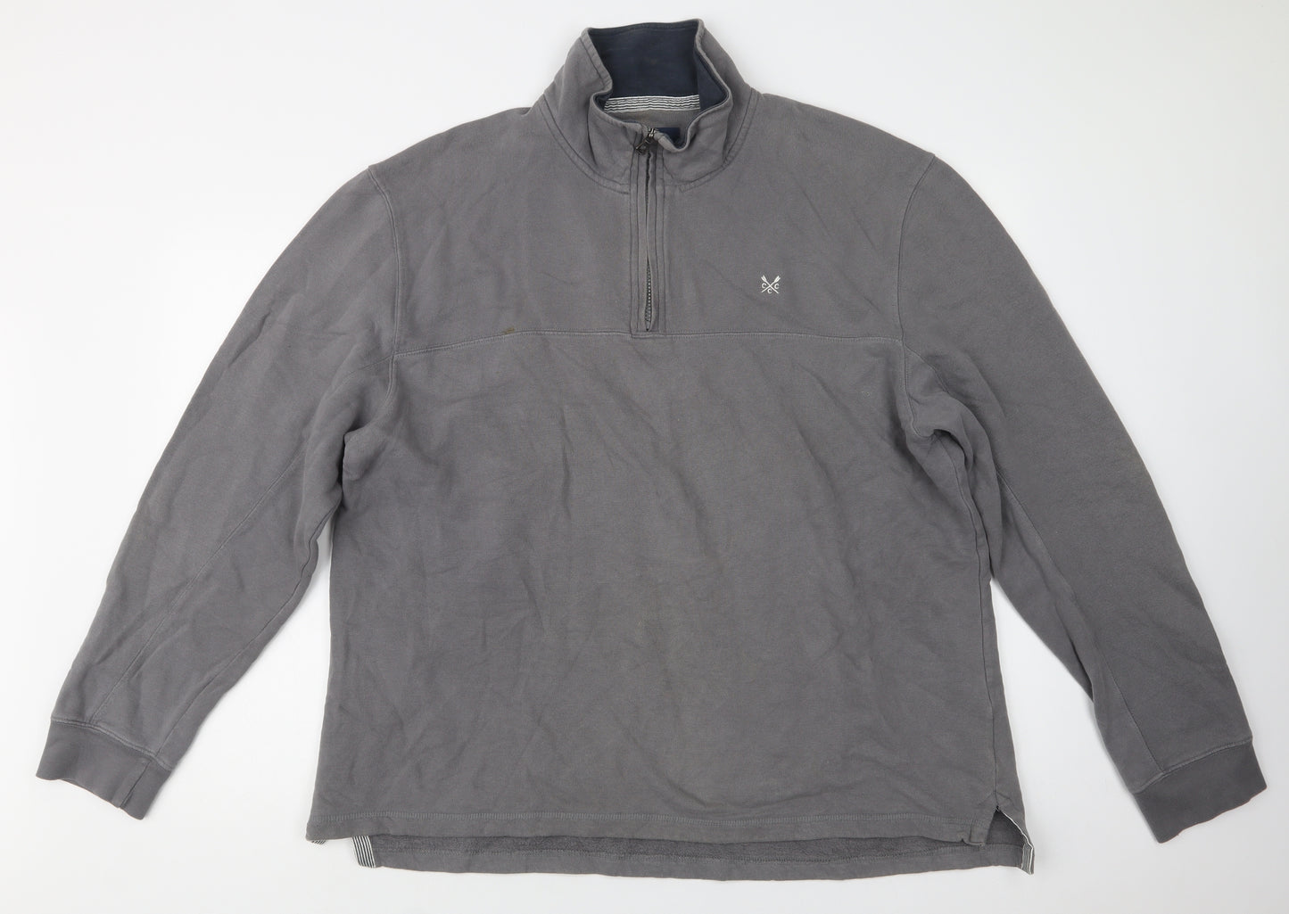 Crew Clothing Mens Grey  Cotton Henley Sweatshirt Size L