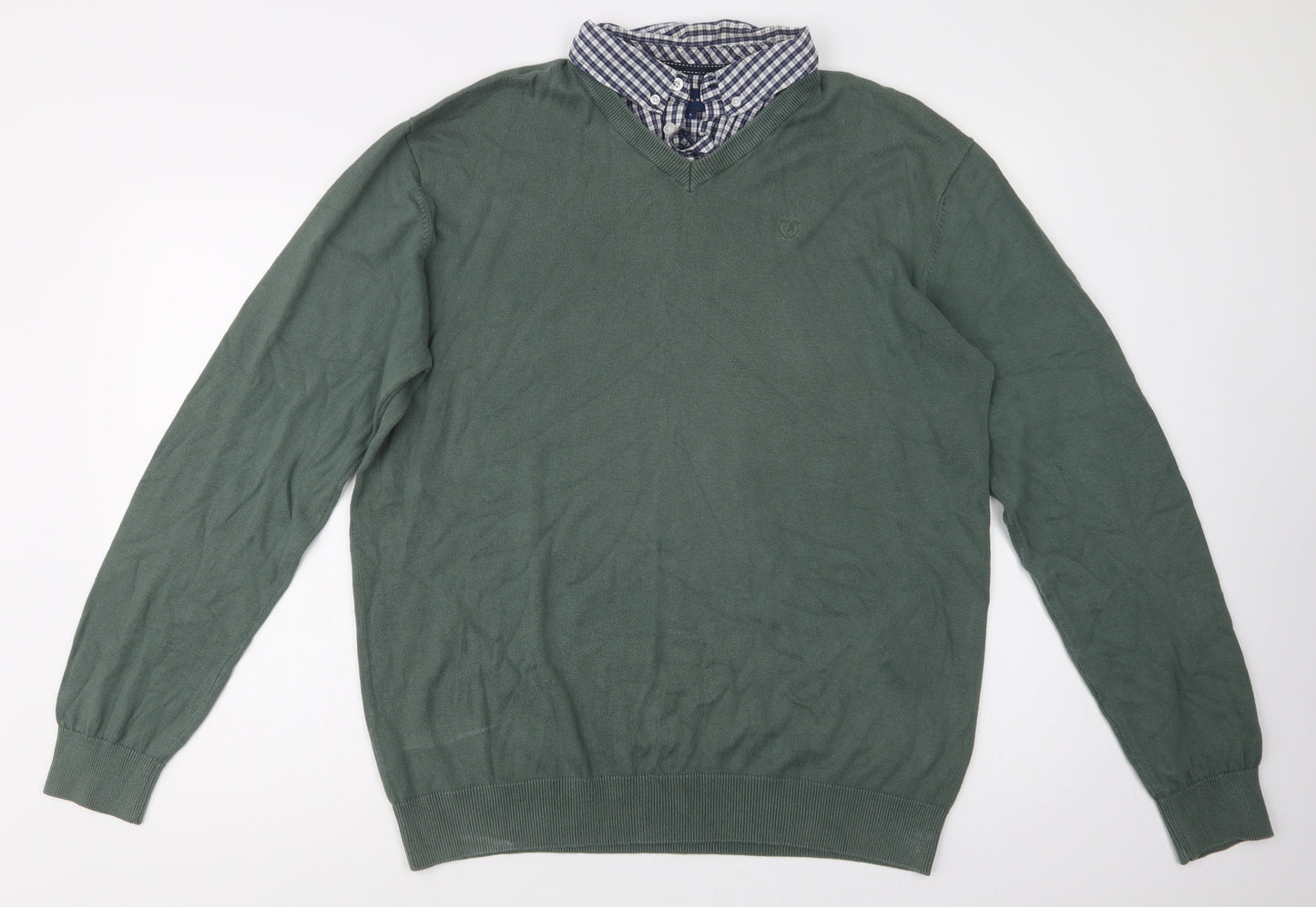 Matalan Mens Green Collared  Cotton Pullover Jumper Size L
