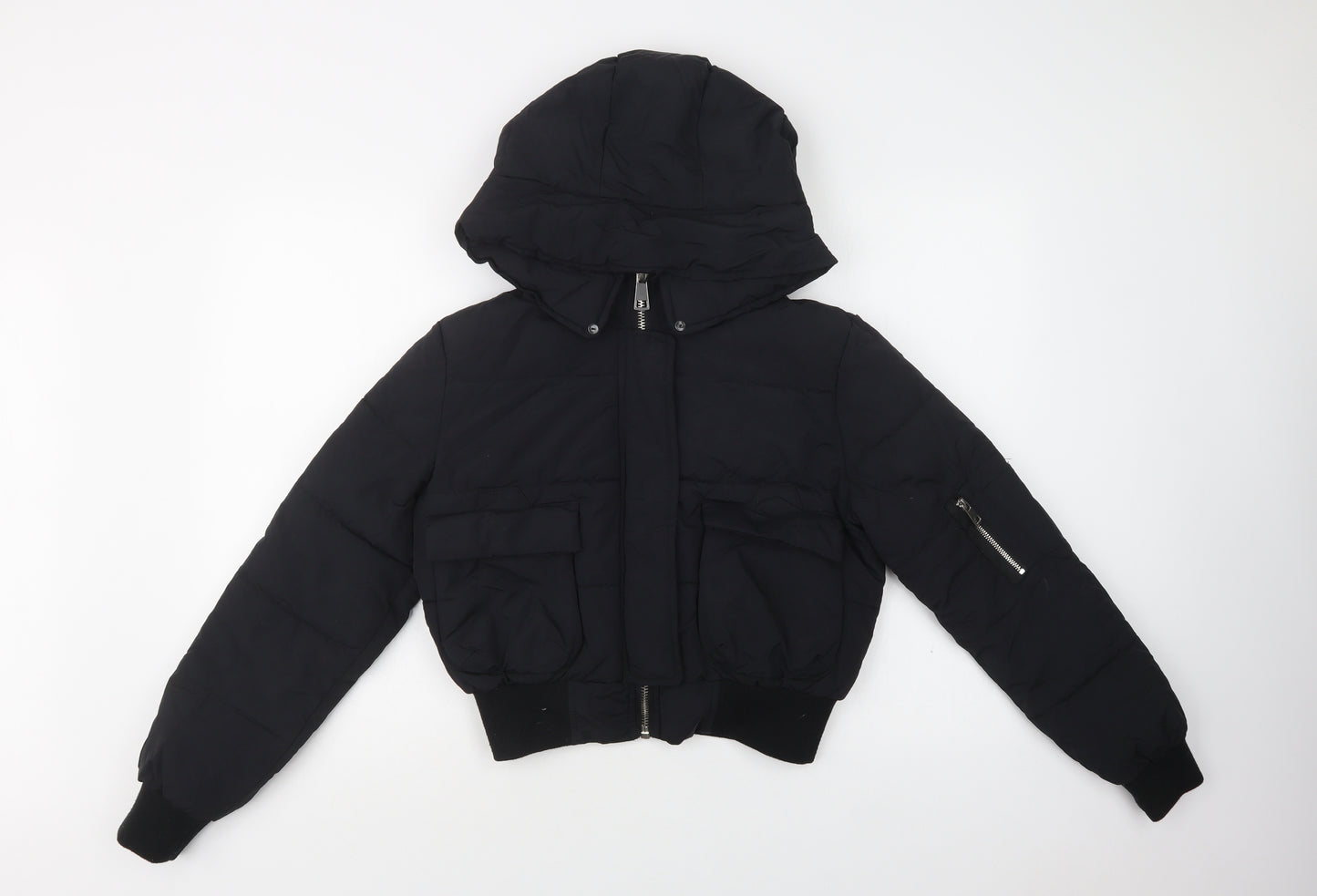 Boohoo Womens Black   Puffer Jacket Jacket Size 10  Zip