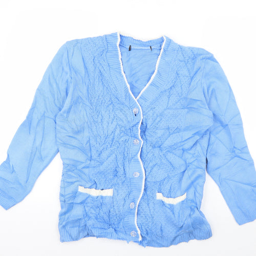 Preworn Womens Blue V-Neck  Acrylic Cardigan Jumper Size M