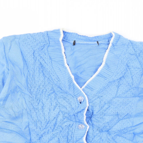 Preworn Womens Blue V-Neck  Acrylic Cardigan Jumper Size M