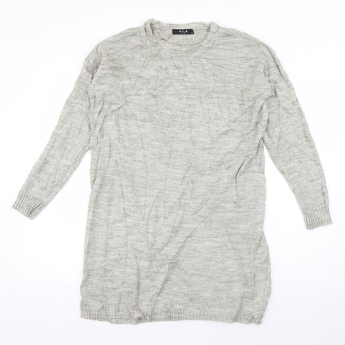 VILA Womens Beige Crew Neck  Acrylic Pullover Jumper Size XS
