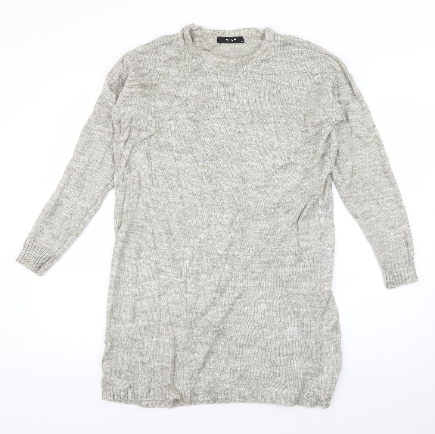 VILA Womens Beige Crew Neck  Acrylic Pullover Jumper Size XS