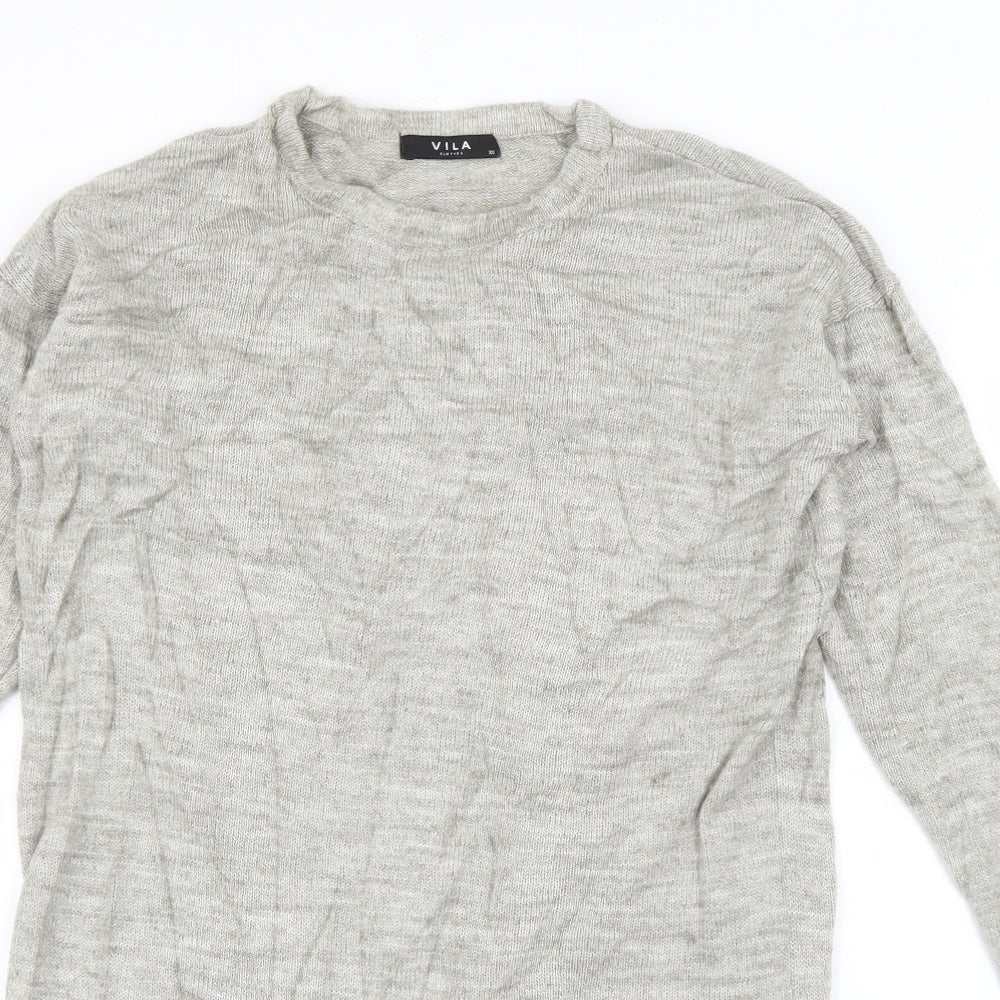 VILA Womens Beige Crew Neck  Acrylic Pullover Jumper Size XS
