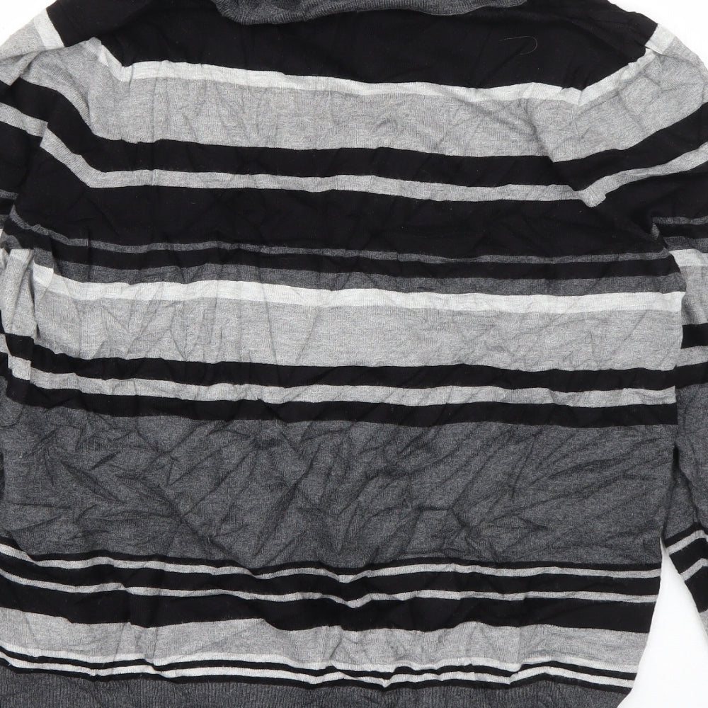 Marks and Spencer Womens Grey Roll Neck Striped Viscose Pullover Jumper Size 20