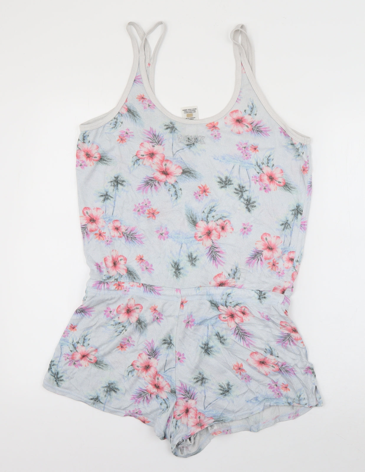 PINK Womens Blue Floral Viscose Top One Piece Size S