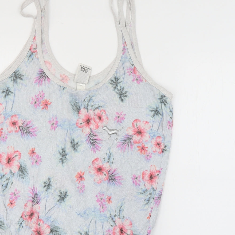 PINK Womens Blue Floral Viscose Top One Piece Size S