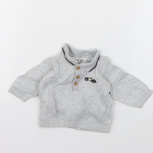 F&F Boys Grey  Cotton Pullover Jumper Size 0-3 Months  Pullover