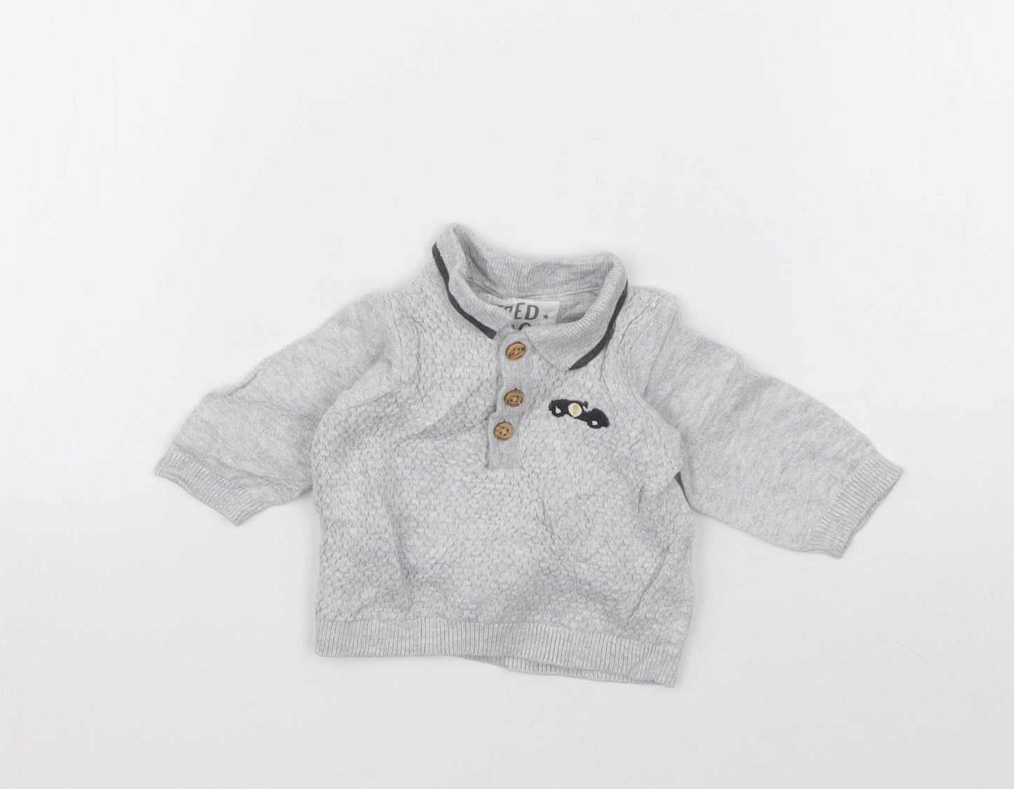 F&F Boys Grey  Cotton Pullover Jumper Size 0-3 Months  Pullover
