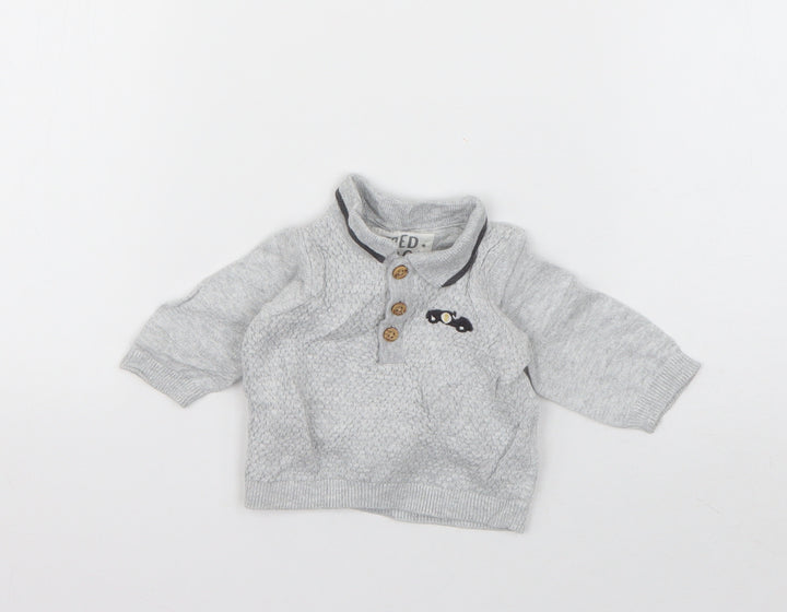 F&F Boys Grey  Cotton Pullover Jumper Size 0-3 Months  Pullover