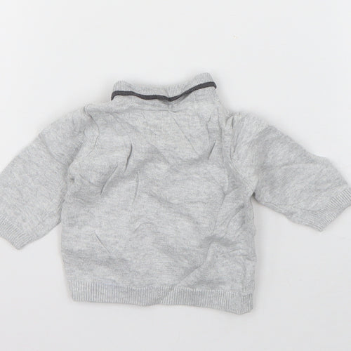 F&F Boys Grey  Cotton Pullover Jumper Size 0-3 Months  Pullover