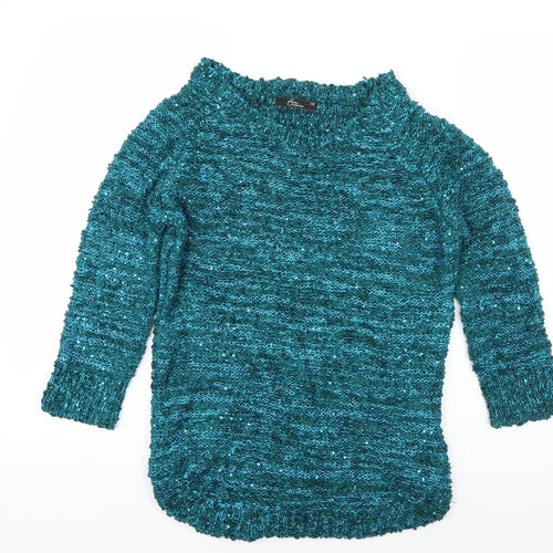Bonmarché Womens Blue Boat Neck  Polyester Pullover Jumper Size XS