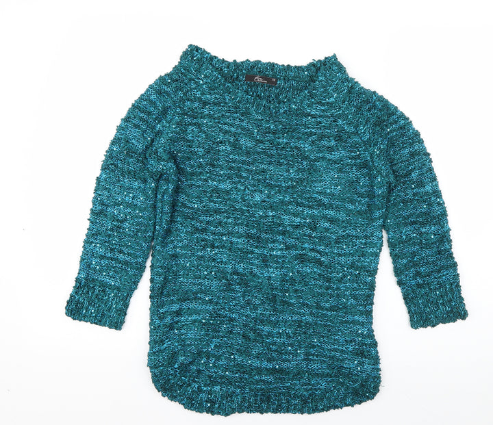Bonmarché Womens Blue Boat Neck Polyester Pullover Jumper Size XS