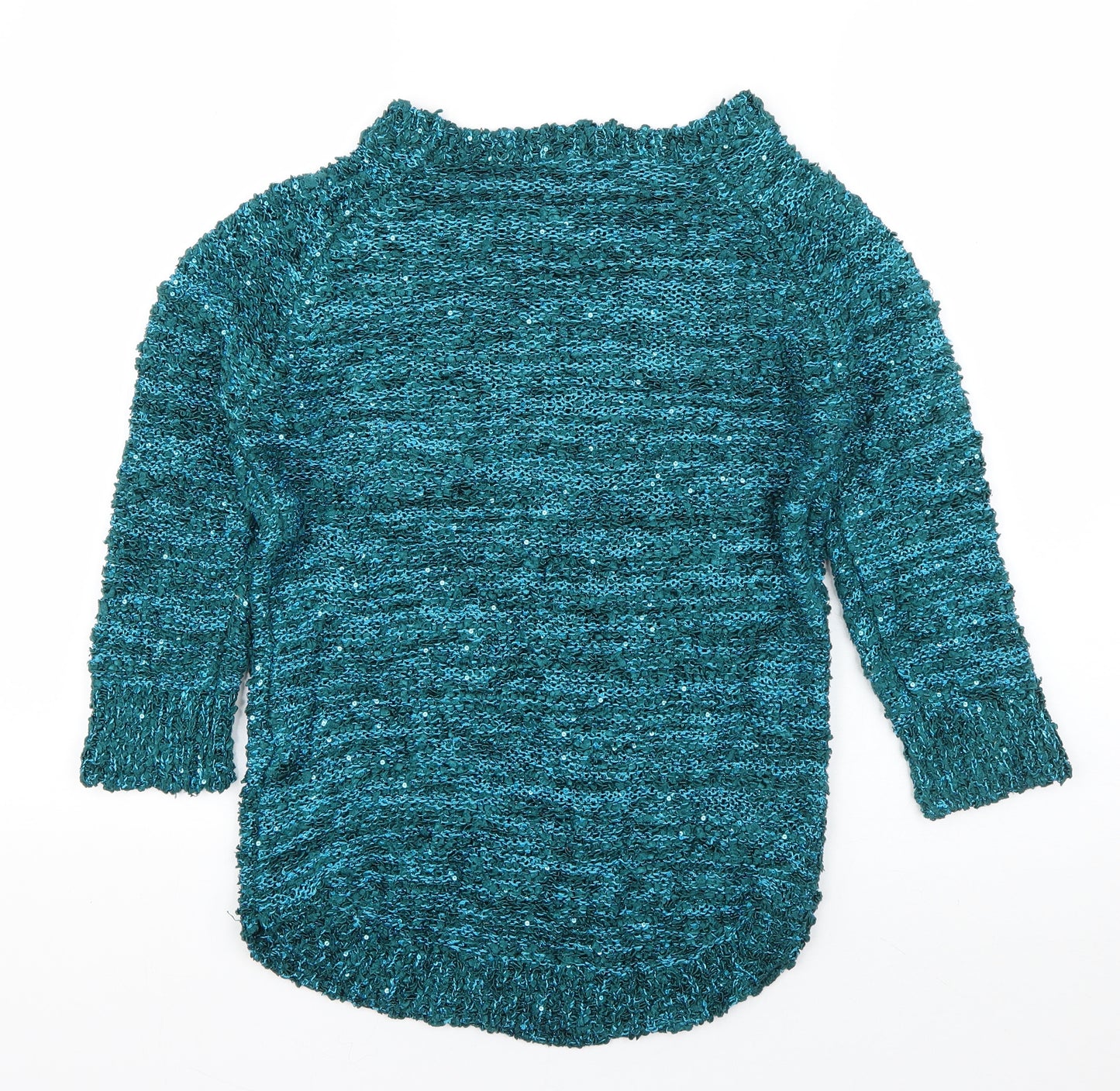 Bonmarché Womens Blue Boat Neck  Polyester Pullover Jumper Size XS