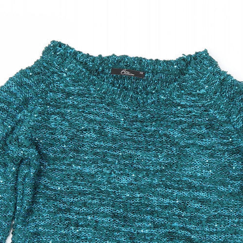 Bonmarché Womens Blue Boat Neck  Polyester Pullover Jumper Size XS