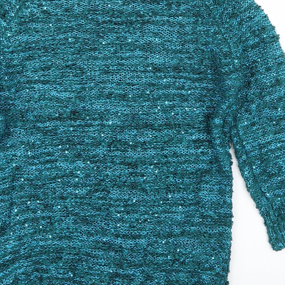 Bonmarché Womens Blue Boat Neck  Polyester Pullover Jumper Size XS